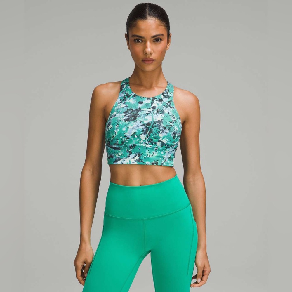 Lululemon Wunder Train Longline Bra 
Urban Undergrowth Kelly Green Multi